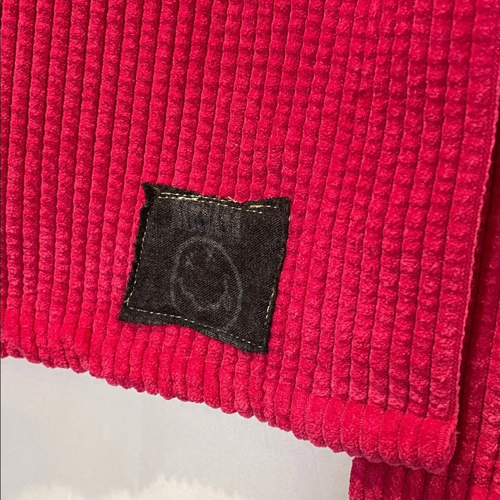 NIRVANA UPCYCLE HANDMADE REPURPOSED JACKET SHACKET Bright Pink snap front OSFM - Picture 5 of 5